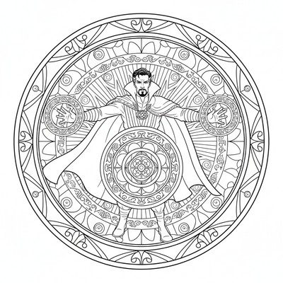 Doctor Strange framför en cirkel av ljus