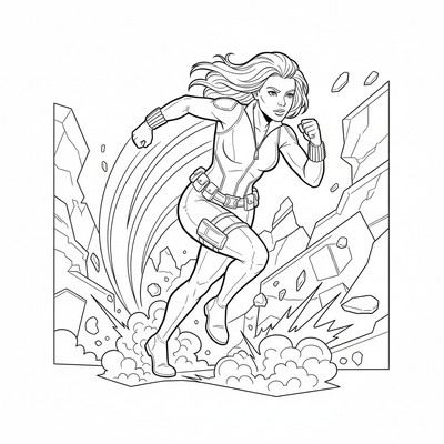 Black Widow som springer framåt