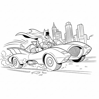 Batman som kör Batmobilen