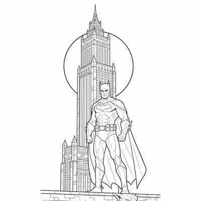 Batman framför Wayne Tower