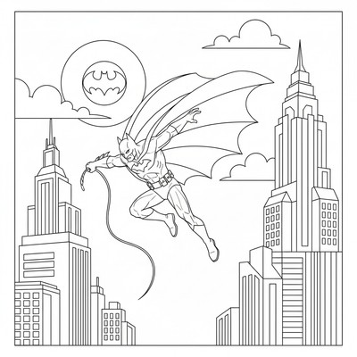 Batman som hoppar mellan byggnader