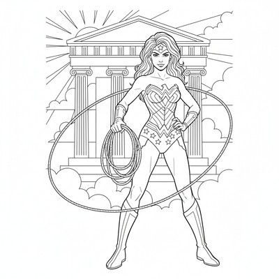 Wonder Woman som håller Lasso of Truth
