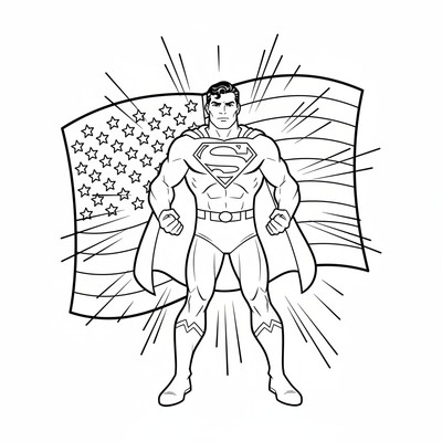 Superman framför en amerikansk flagga