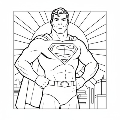 Superman som poserar med händerna i sidorna