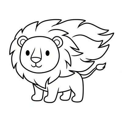 Lejon med manen som fladdrar