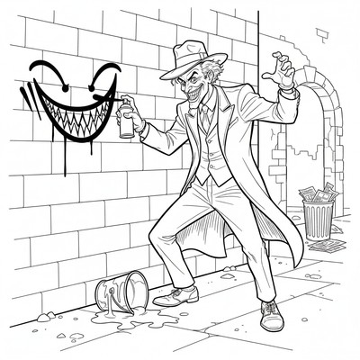 Joker som målar på en vägg