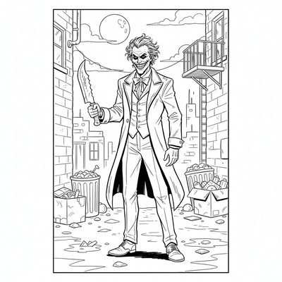 Joker i mörk gränd med kniv