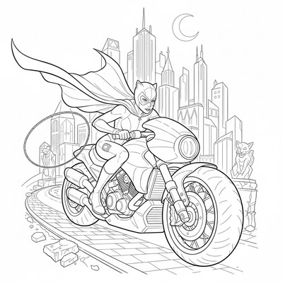 Catwoman på motorcykel