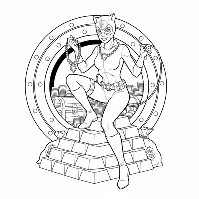 Catwoman i en bankvalvsscen