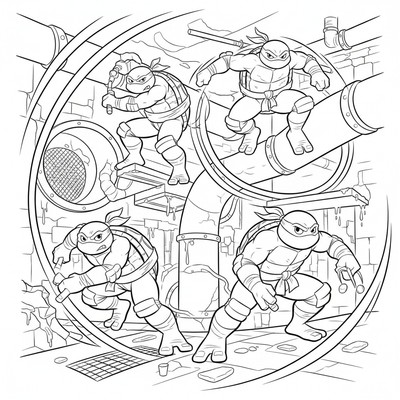 Ninja Turtles som smyger i kloakerna