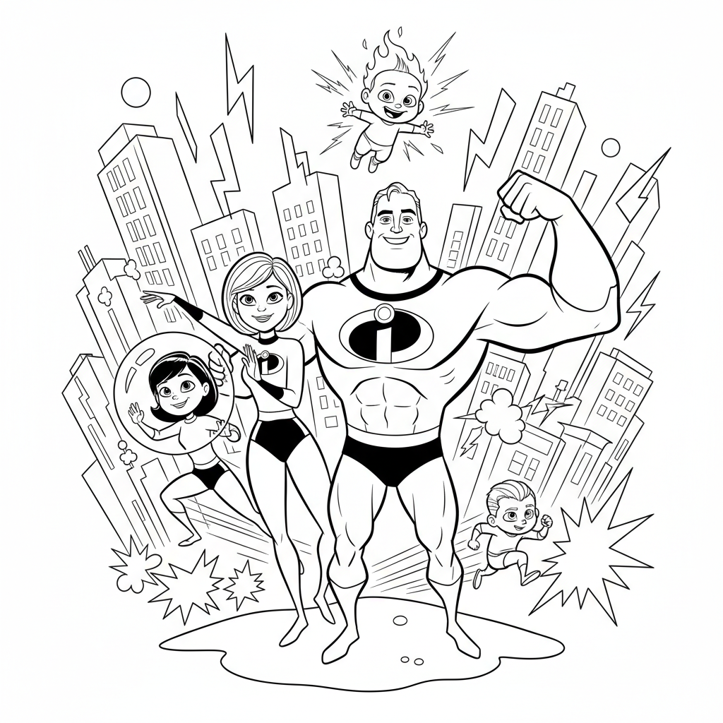 Familjen Incredibles i gruppbild
