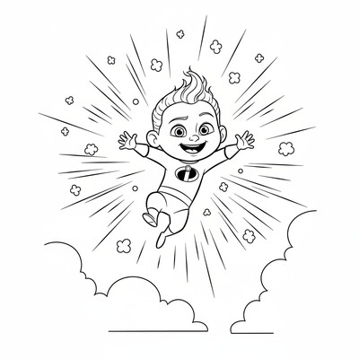 Jack-Jack som svävar i luften