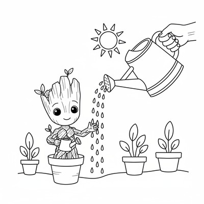 Groot som vattnas av en kanna