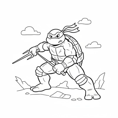 Raphael i stridsposition med sais