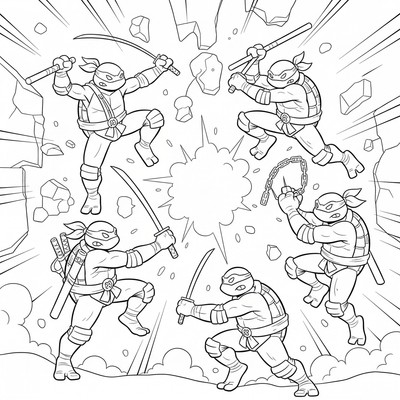 Ninja Turtles som slåss mot osynlig fiende