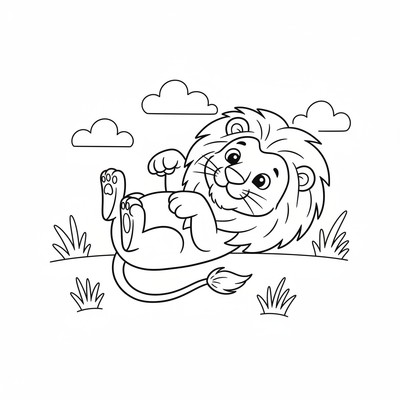 Lejon som ligger på rygg