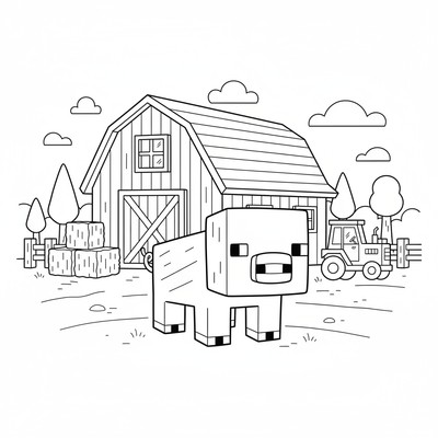 Minecraft-gris vid en bondgård