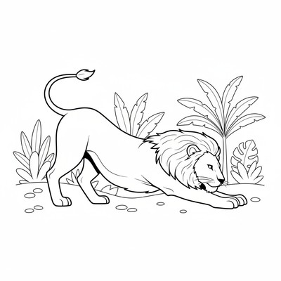 Lejon som sträcker på sig