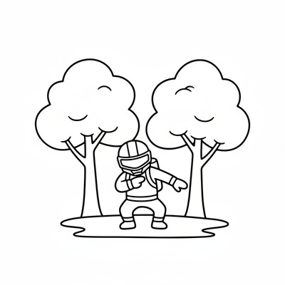 Fortnite-dans framför träd