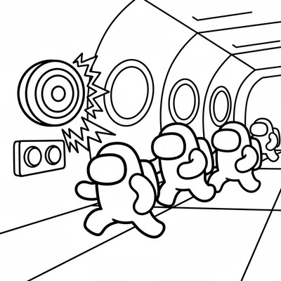 Crewmates som springer från ett larm