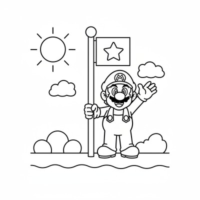 Mario vid flaggstången