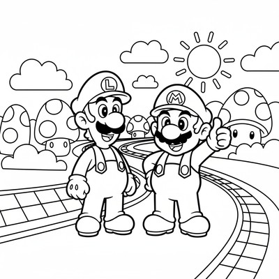 Luigi bredvid Mario på bana