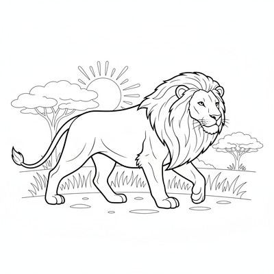 Lejon som går lugnt framåt