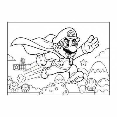 Mario som flyger med cape