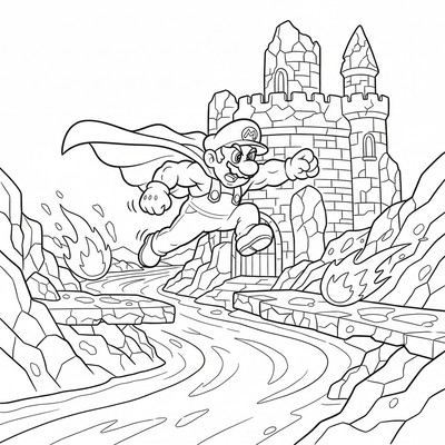 Mario i slott med lava runtom