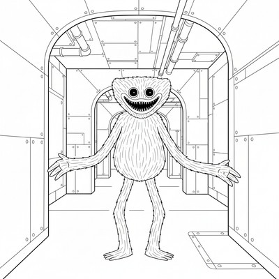 Huggy Wuggy i mörk korridor