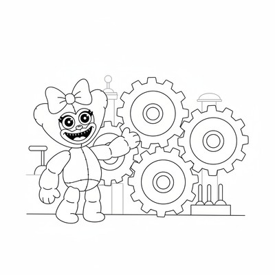 Kissy Missy bredvid stora kugghjul