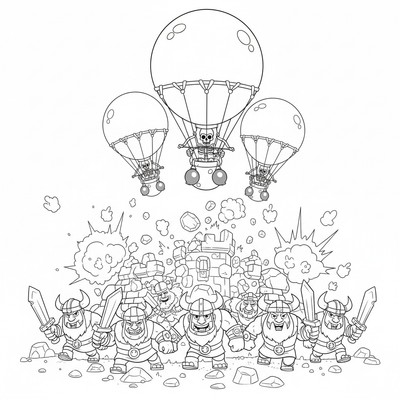 Clash of Clans med ballonger i attack