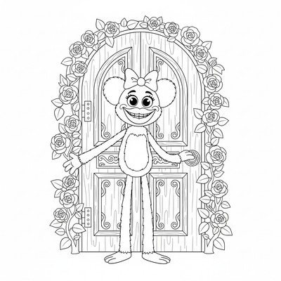 Kissy Missy framför en dörr