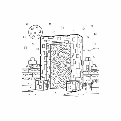 Minecraft Nether-portal som glöder i natten