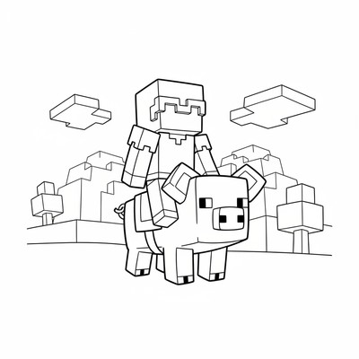 Minecraft spelare som rider på gris med sadel
