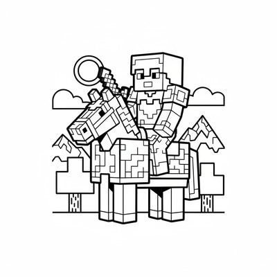 Minecraft spelare på häst med rustning