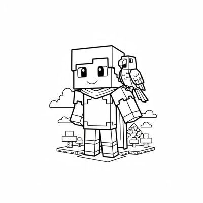 Minecraft papegoja på spelarens axel