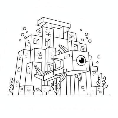 Minecraft Guardian som vaktar undervattentempel