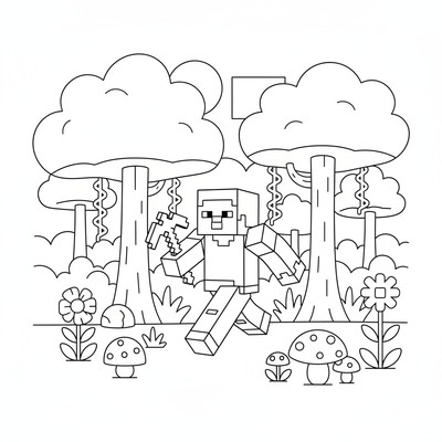 Minecraft karaktär som springer i djungel