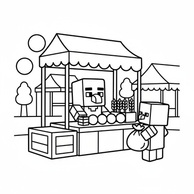 Minecraft Villager som byter varor på marknad