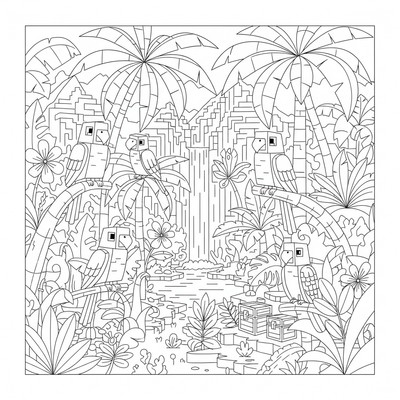 Minecraft papegojor i tropisk miljö