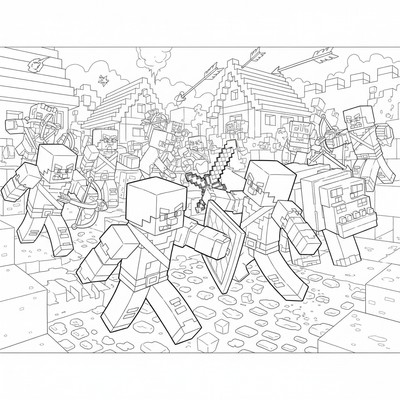 Minecraft spelare i strid mot Pillager-raid