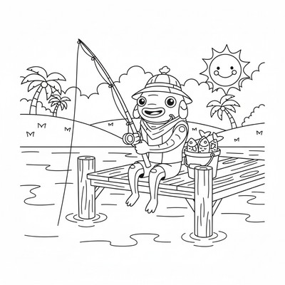 Fortnite Fishstick som fiskar på brygga