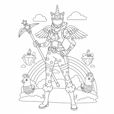 Fortnite Brite Bomber med enhörningsoutfit