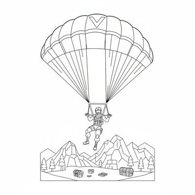 Fortnite glider som svävar mot marken