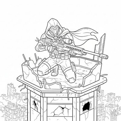 Fortnite sniper i torn med siktet framåt