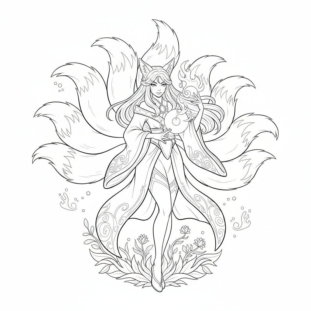 League of Legends Ahri med sina nio svansar