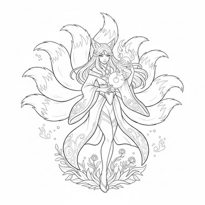 League of Legends Ahri med sina nio svansar