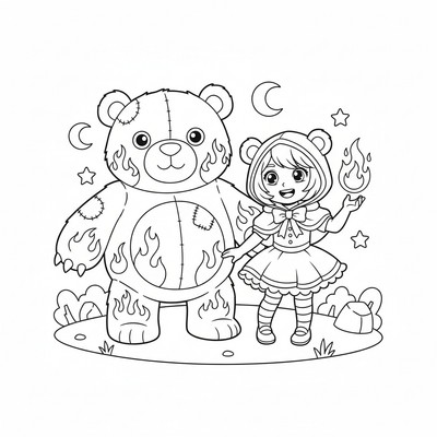 League of Legends Annie med Tibbers bredvid sig
