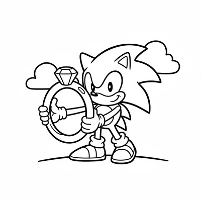 Sonic som håller en gyllene ring